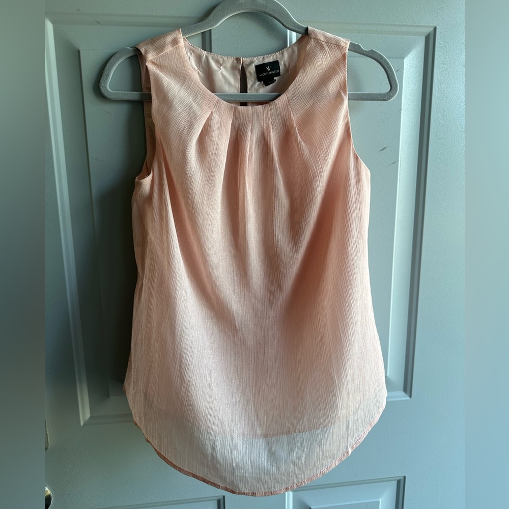 Worthington Orange Sleeveless Pleated Blouse